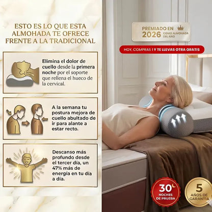 1+1 GRÁTIS | CONFORTSLEEP™ - A única almofada viscoelástica do mercado com suporte para a curvatura do pescoço.