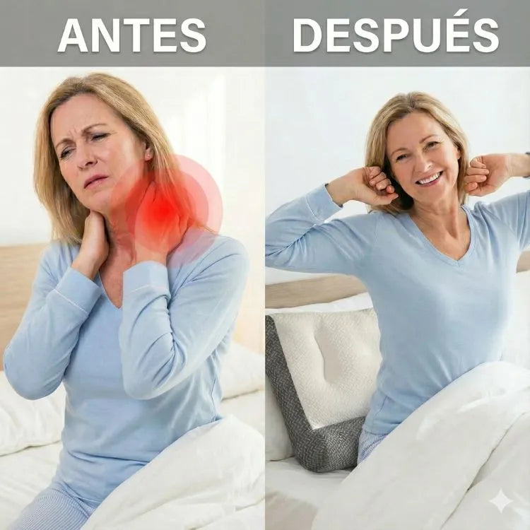 1+1 GRÁTIS | CONFORTSLEEP™ - A única almofada viscoelástica do mercado com suporte para a curvatura do pescoço.
